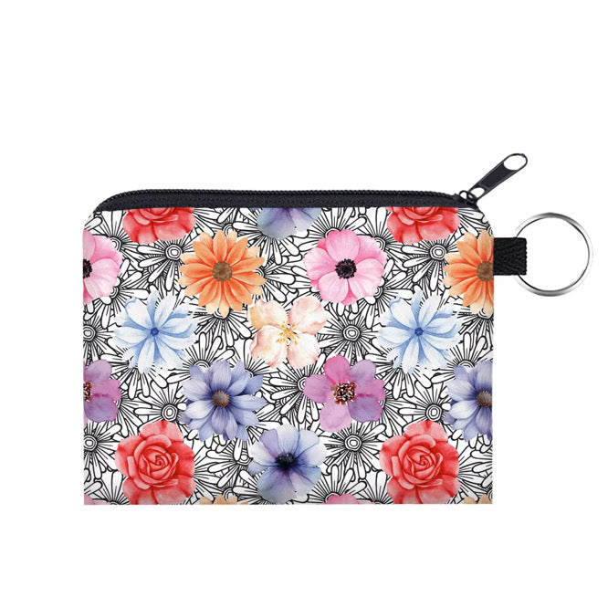 Mini Pouch - Floral Black & White