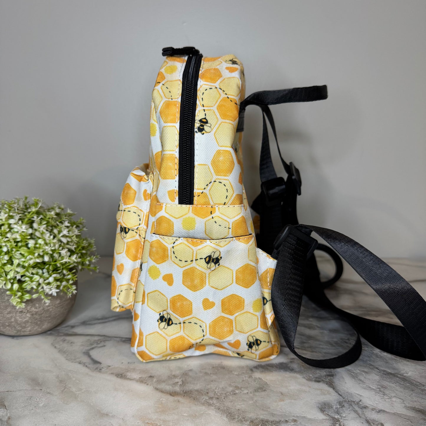 Mini Backpack - Honeycomb Bee Hearts