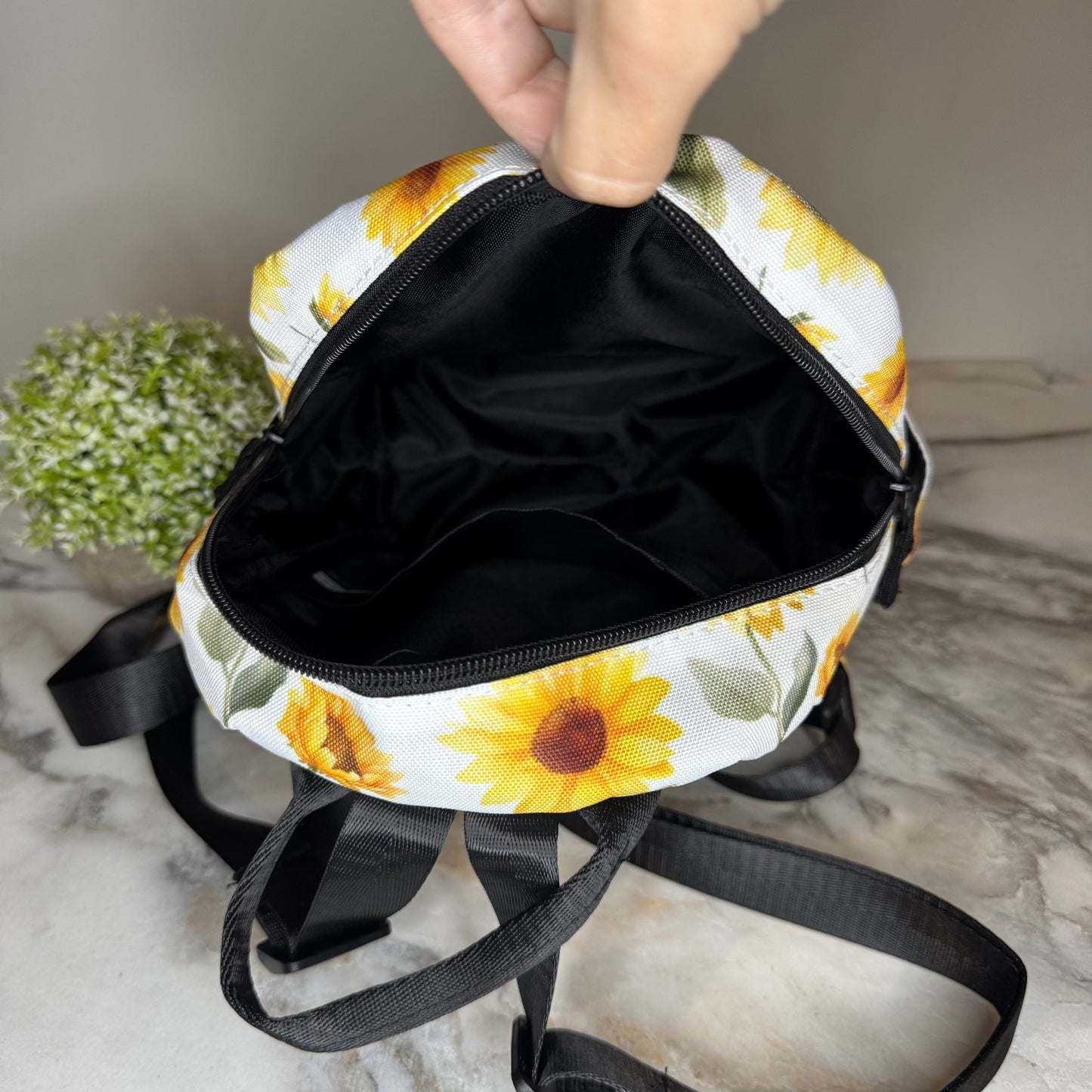 Mini Backpack - Sunflower on White