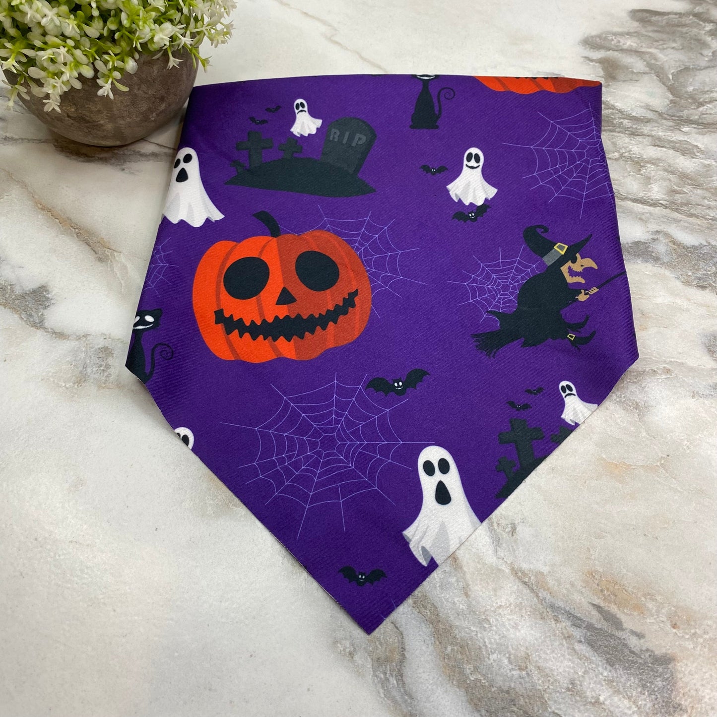 Dog Bandana - Halloween - Witch Grave Ghost Web