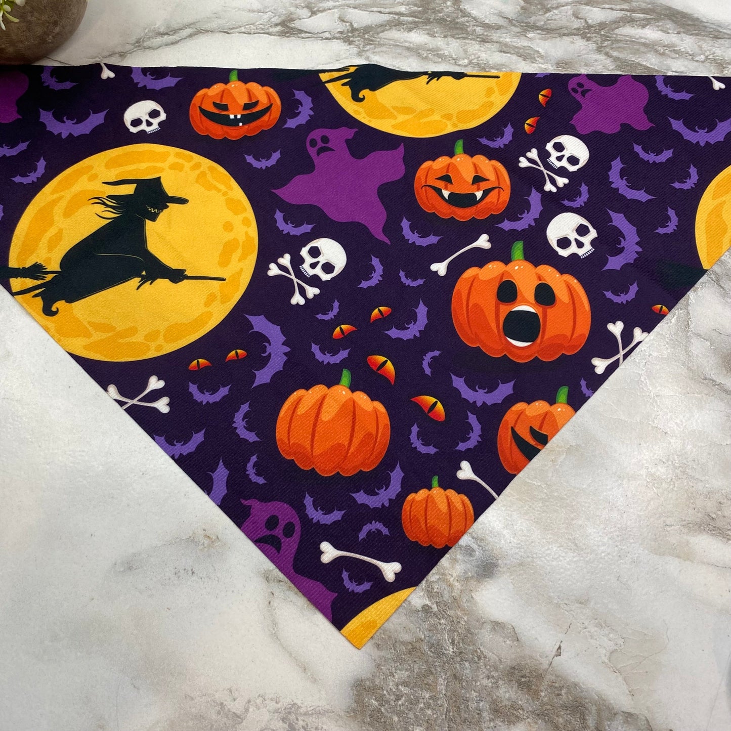 Dog Bandana - Halloween - Purple Bat Cat Eyes