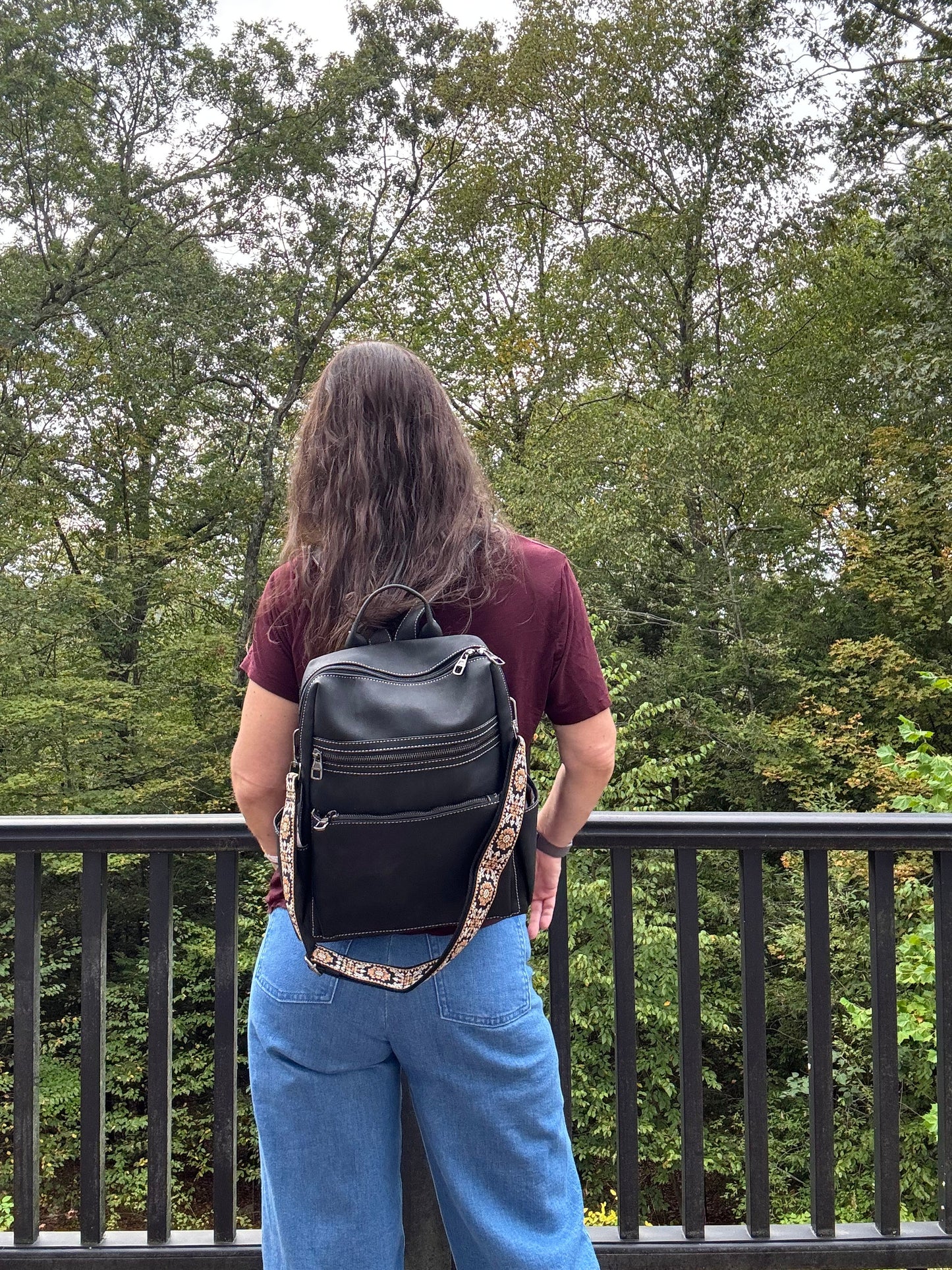 Denim Suede Brooke Backpack + Pouch