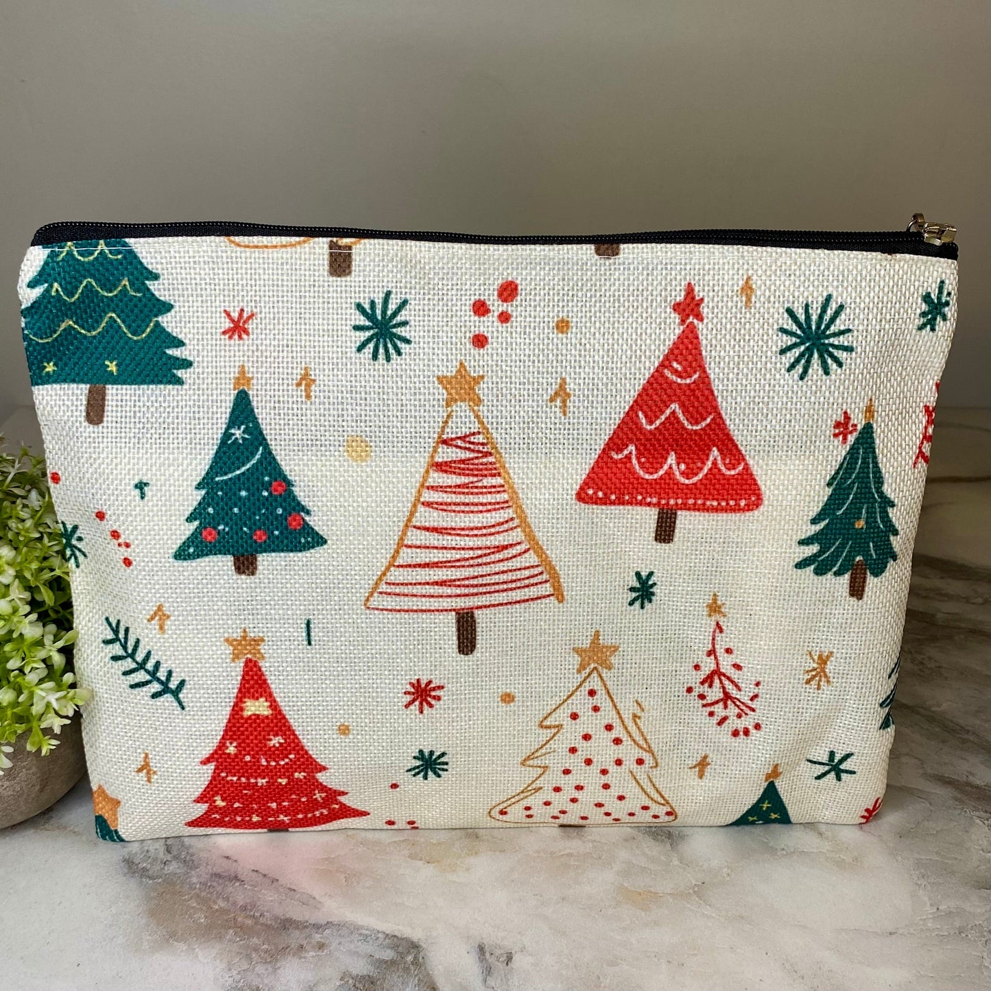 Canvas Pouch XL - Christmas Trees