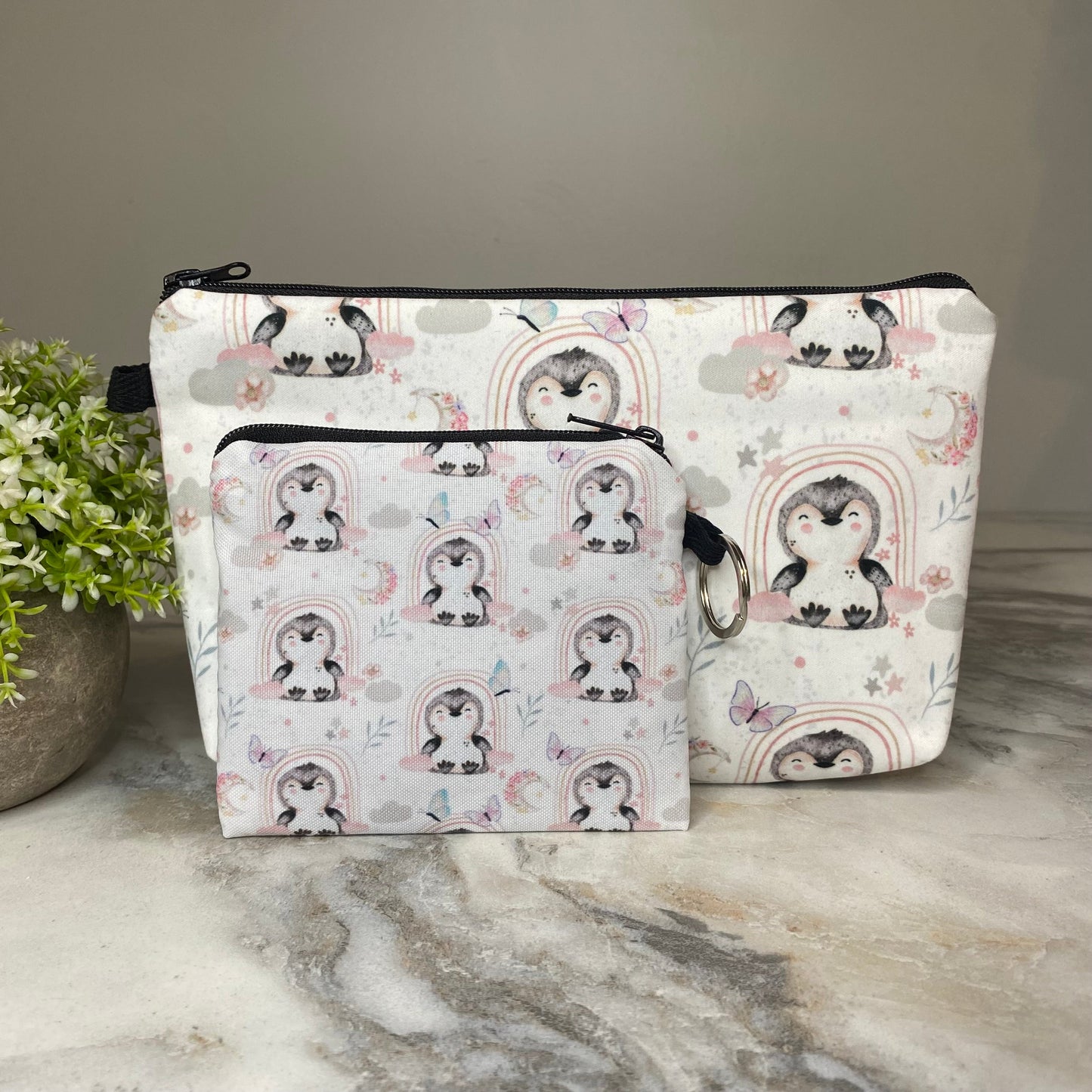Pouch & Mini Pouch Bundled Set - Penguin Rainbow