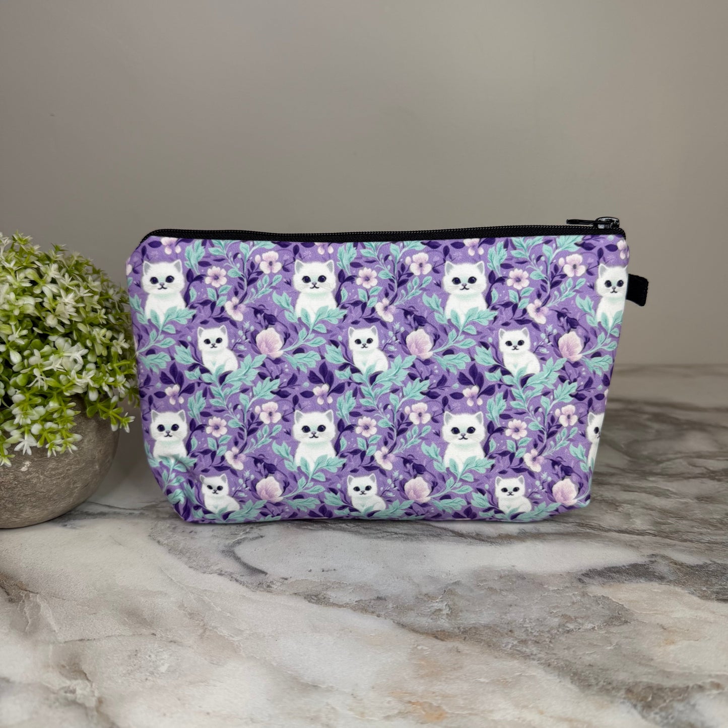 Pouch - Cats Purple Turquoise