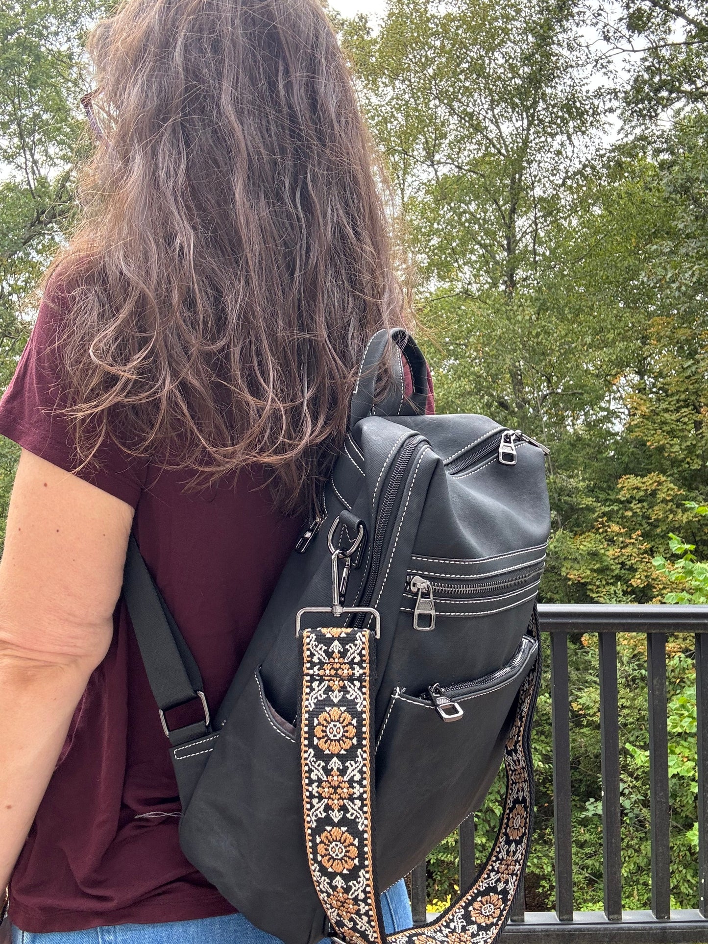 Denim Suede Brooke Backpack + Pouch