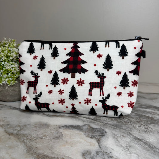 Pouch - Christmas Holiday - Plaid Tree Deer
