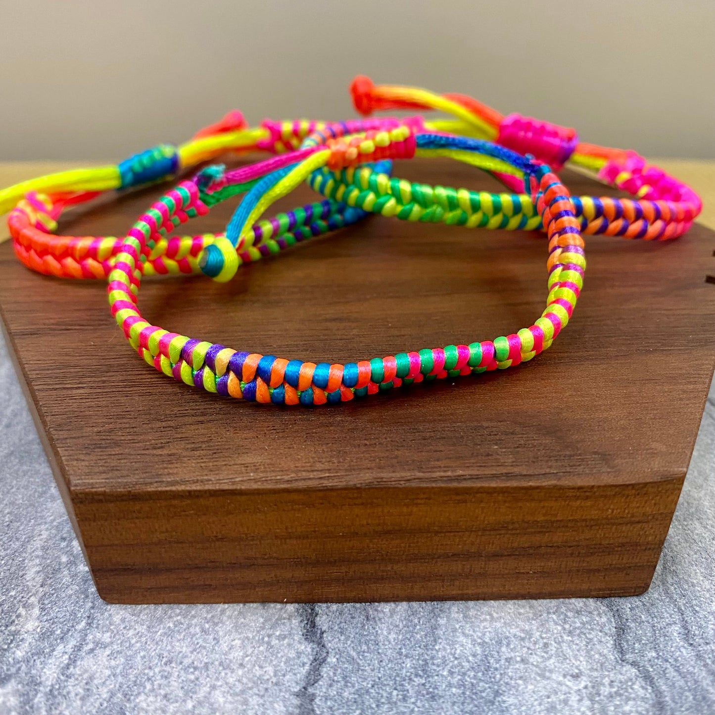 Bracelet - Adjustable String - Braided Mixed Rainbow