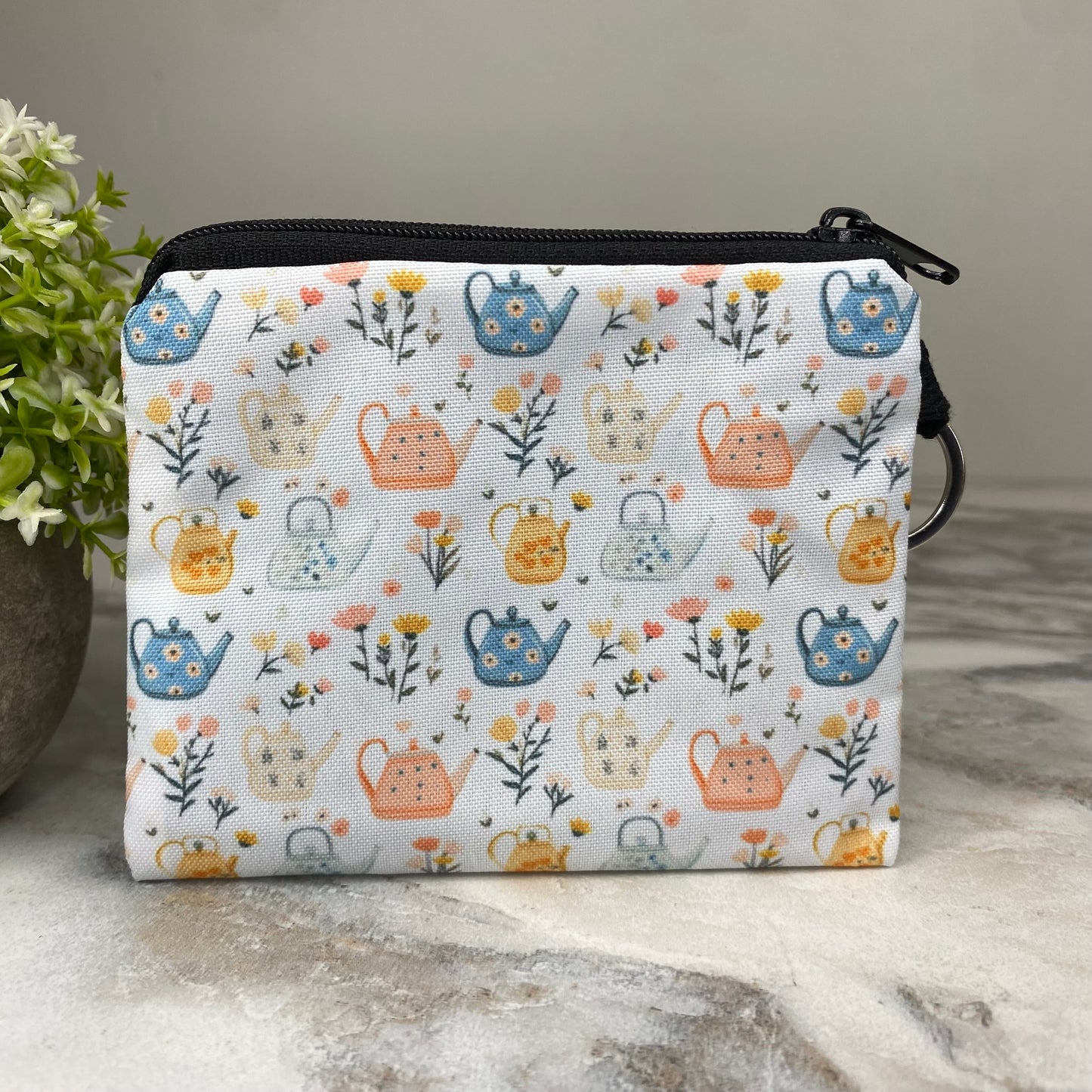 Mini Pouch - Floral Teapots