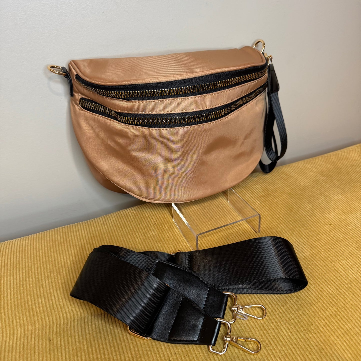 The Roni Nylon Crossbody - Bronze + Black