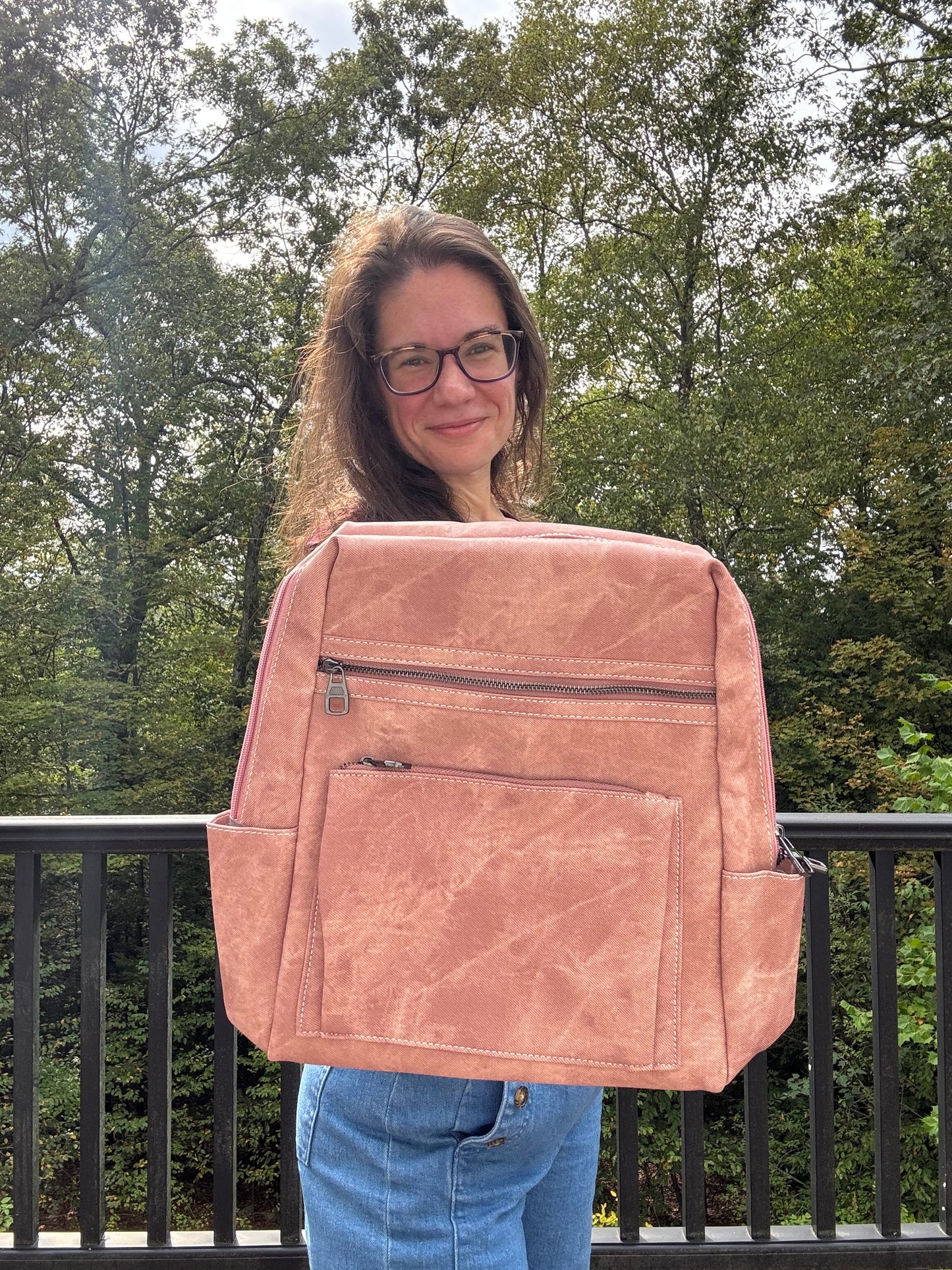 Denim Suede Brooke Backpack + Pouch