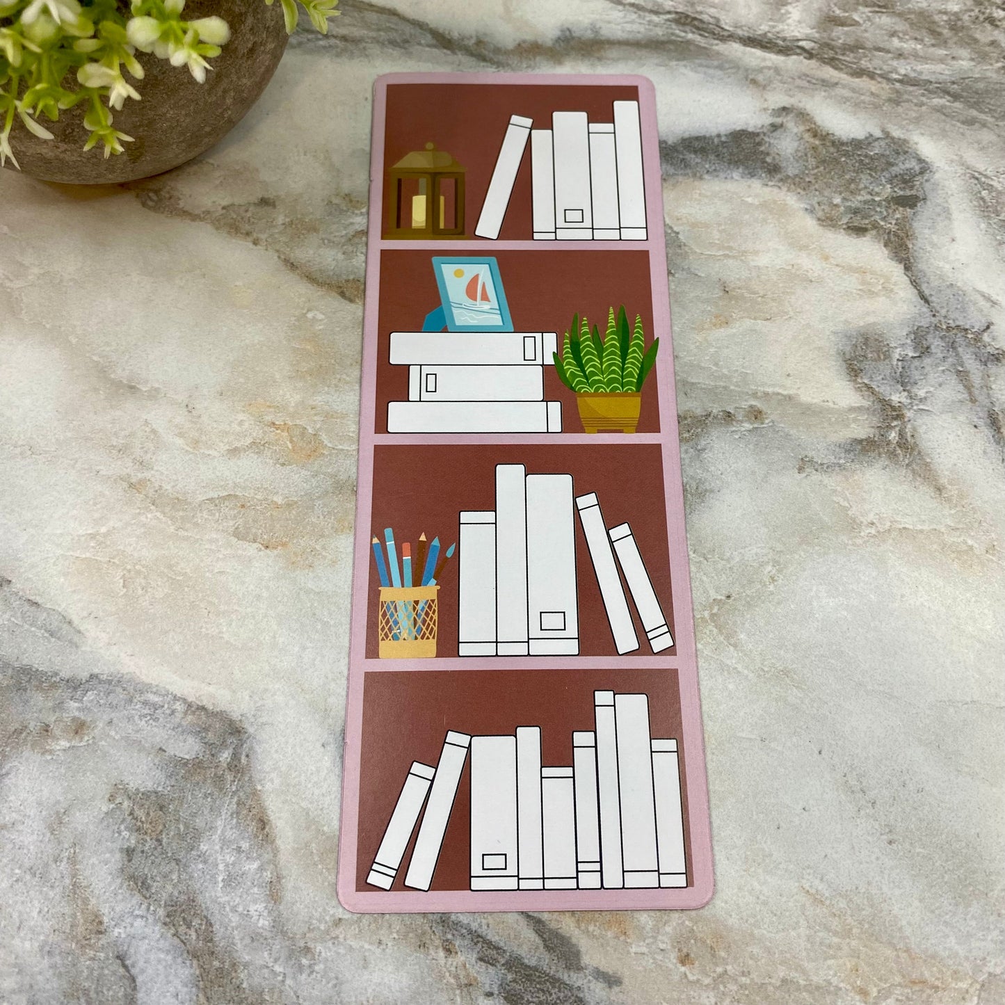 Bookmark - Mauve Pencils Bookshelf