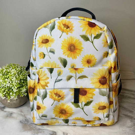 Mini Backpack - Sunflower on White