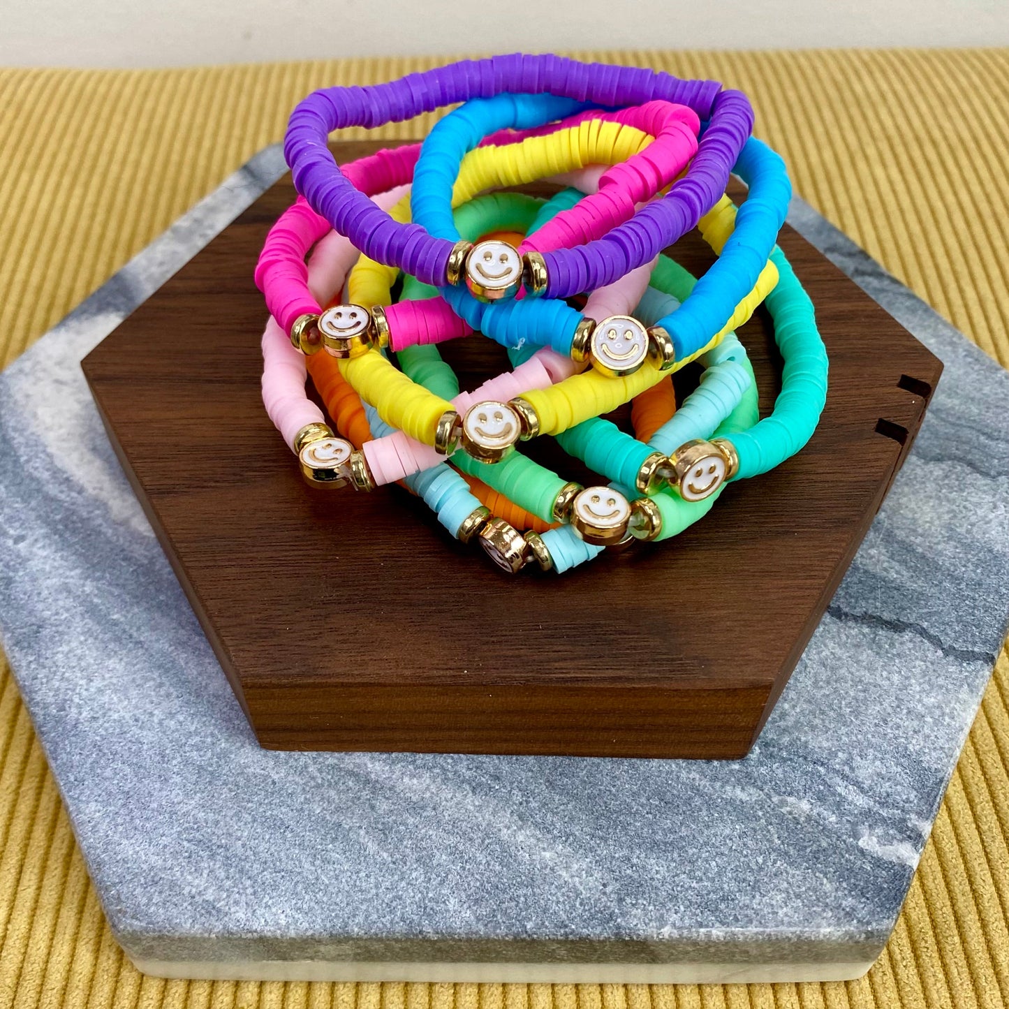 Bracelet - Clay + Bead - Smiley