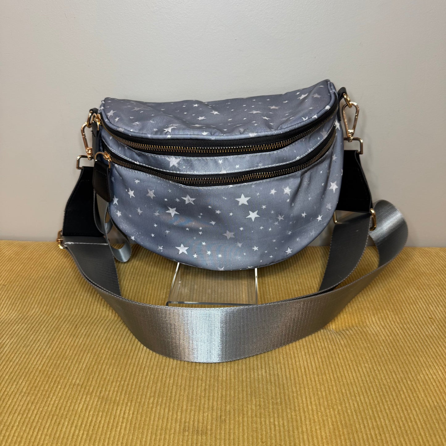 The Roni Nylon Crossbody - Grey Stars