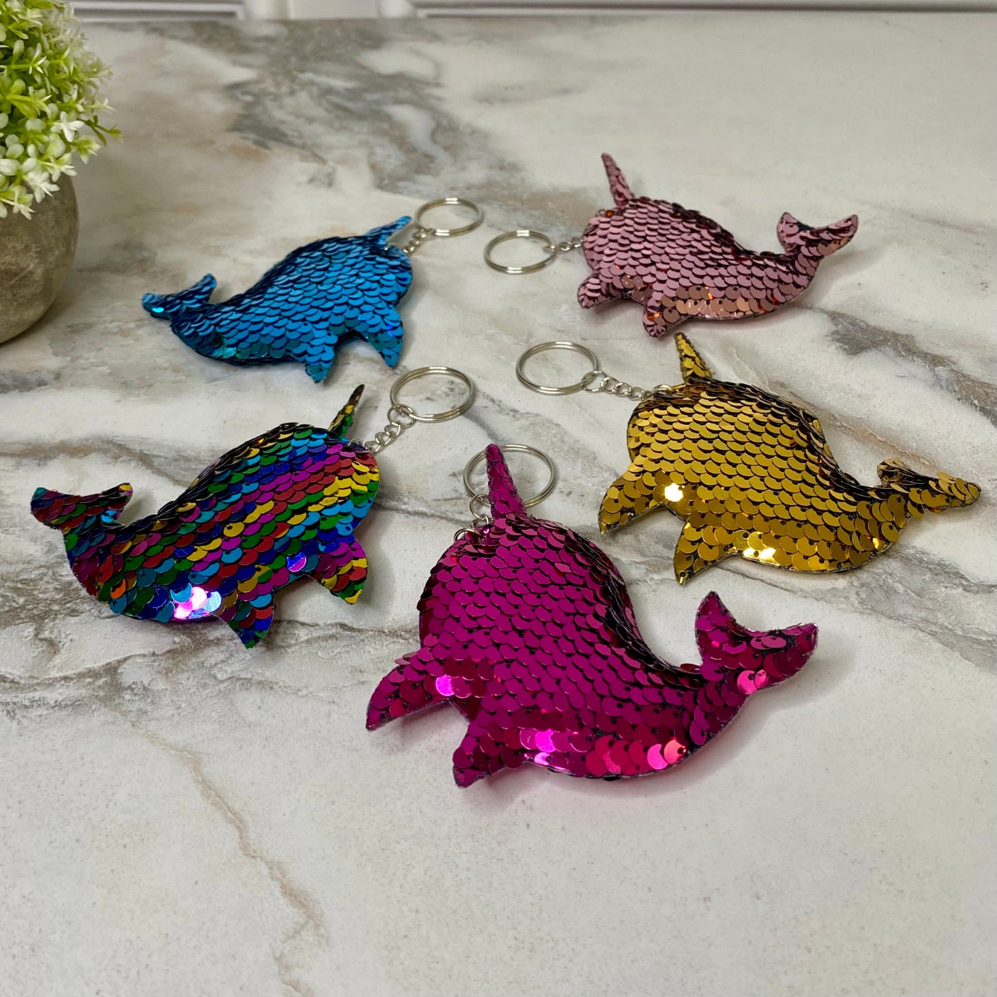 Keychain - Sequin Narwhal