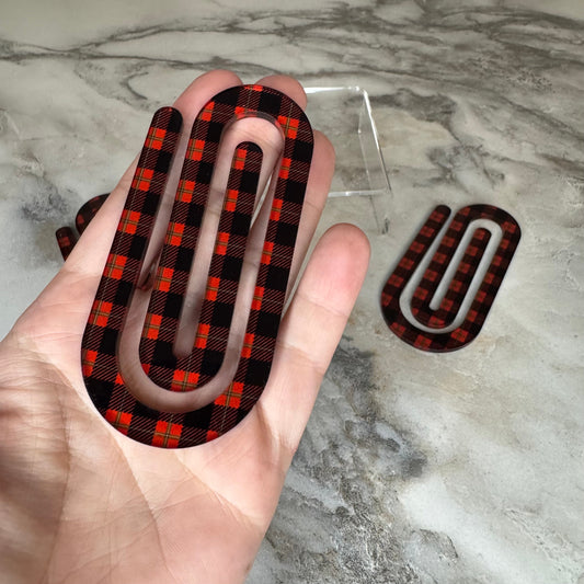 Jumbo Paperclip - Red & Black Plaid