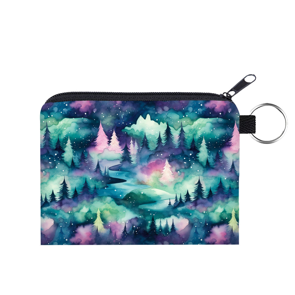 Mini Pouch - Mint Rainbow Trees