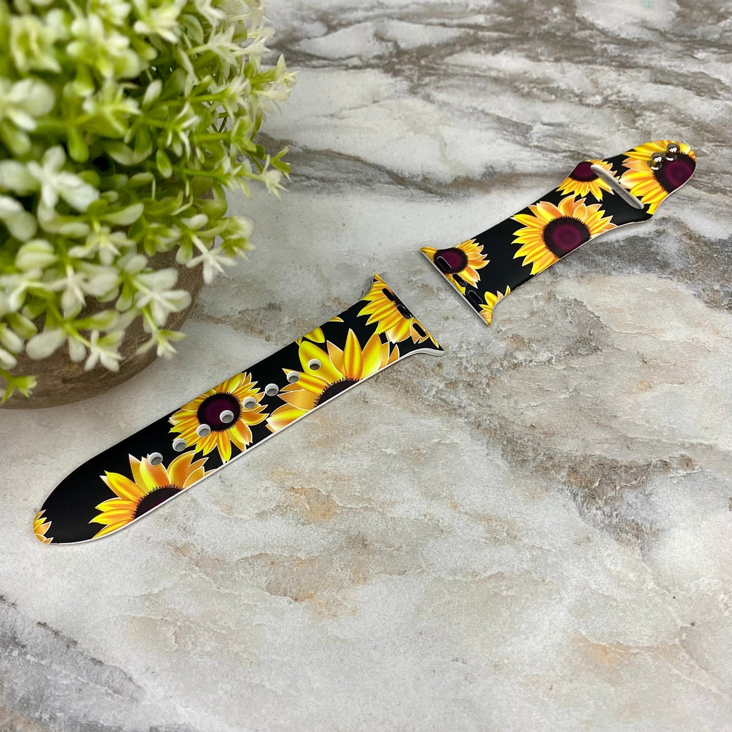 Watch Band - Silicone - Sunflower on Black