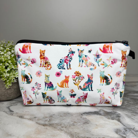 Pouch - Cats Floral Rainbow