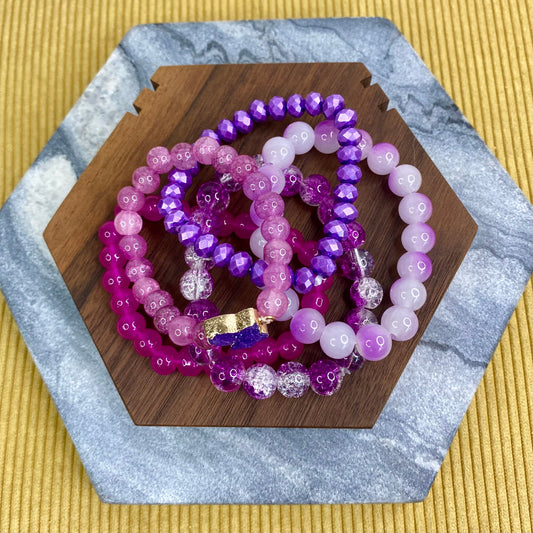 Bracelet - Large Crystal Marble Bead With Druzy Butterfly Pack