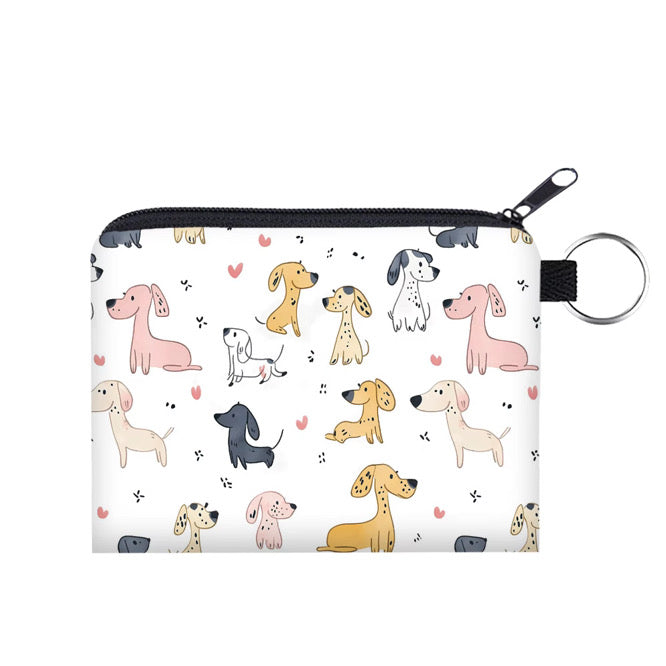 Mini Pouch - Dog, Cartoon Dogs & Hearts