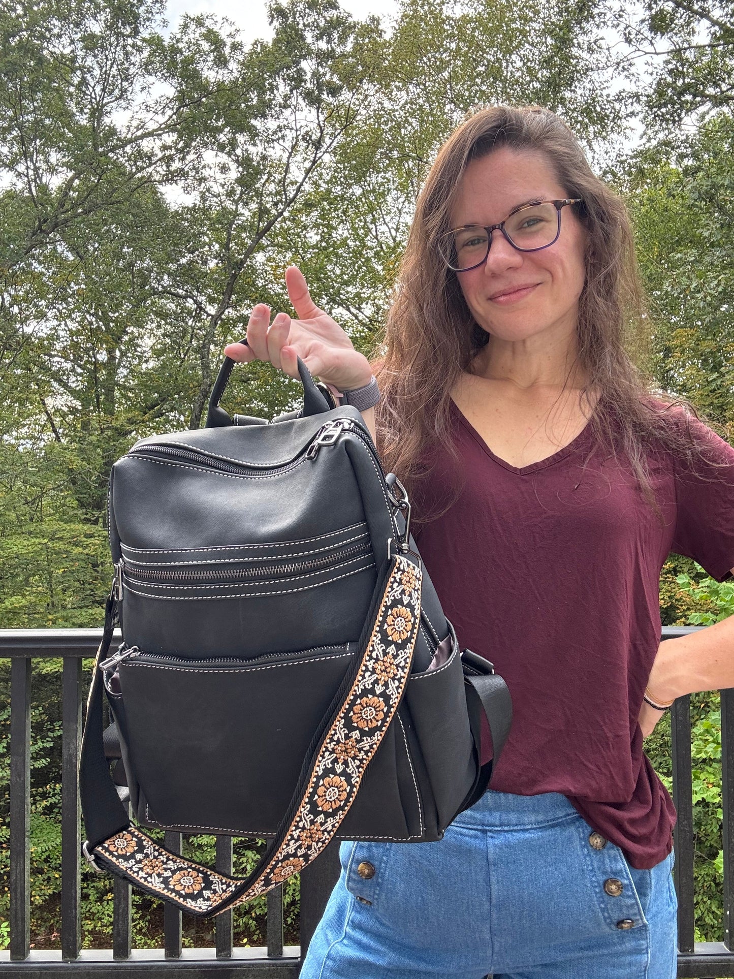 Denim Suede Brooke Backpack + Pouch