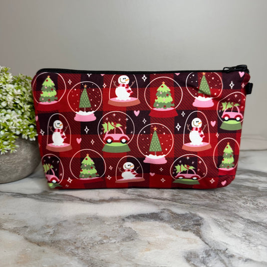 Pouch - Christmas Plaid Snow Globe