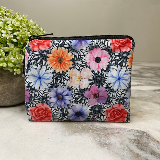 Mini Pouch - Floral Black & White