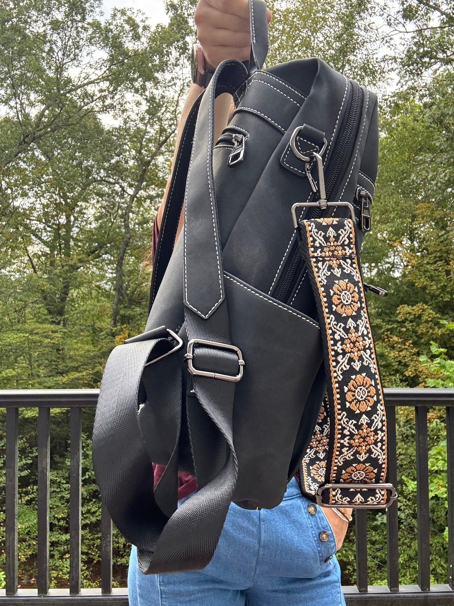 Denim Suede Brooke Backpack + Pouch