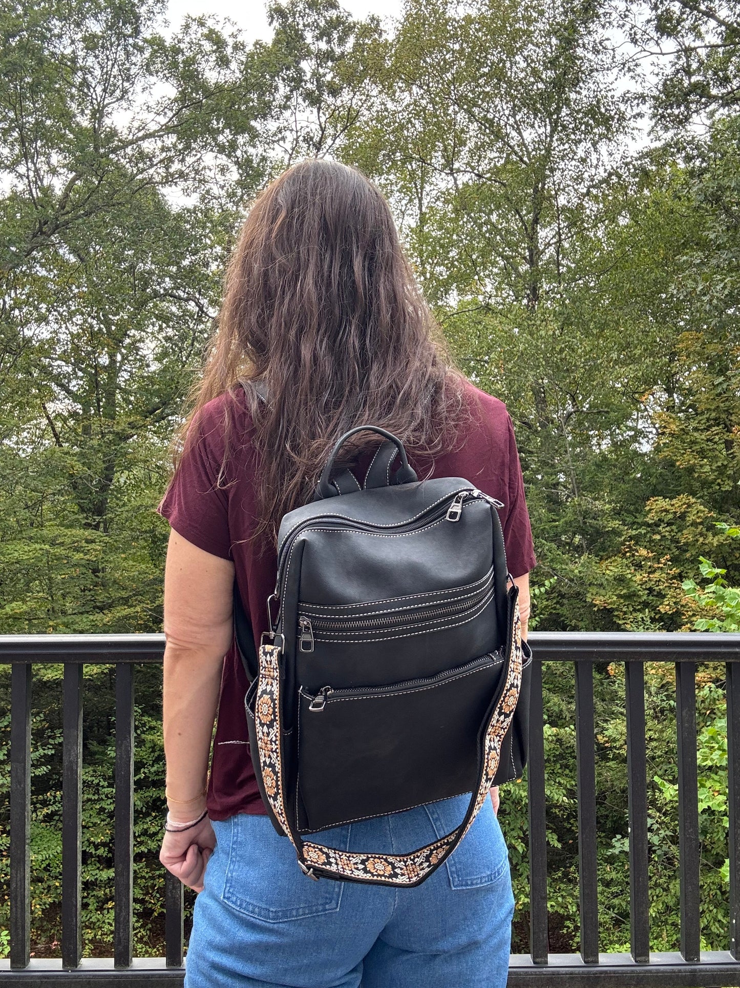 Denim Suede Brooke Backpack + Pouch
