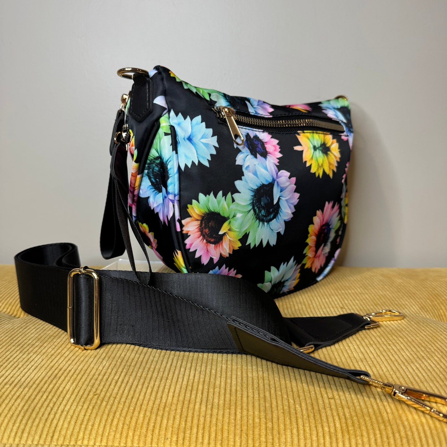 The Roni Nylon Crossbody - Rainbow Sunflower