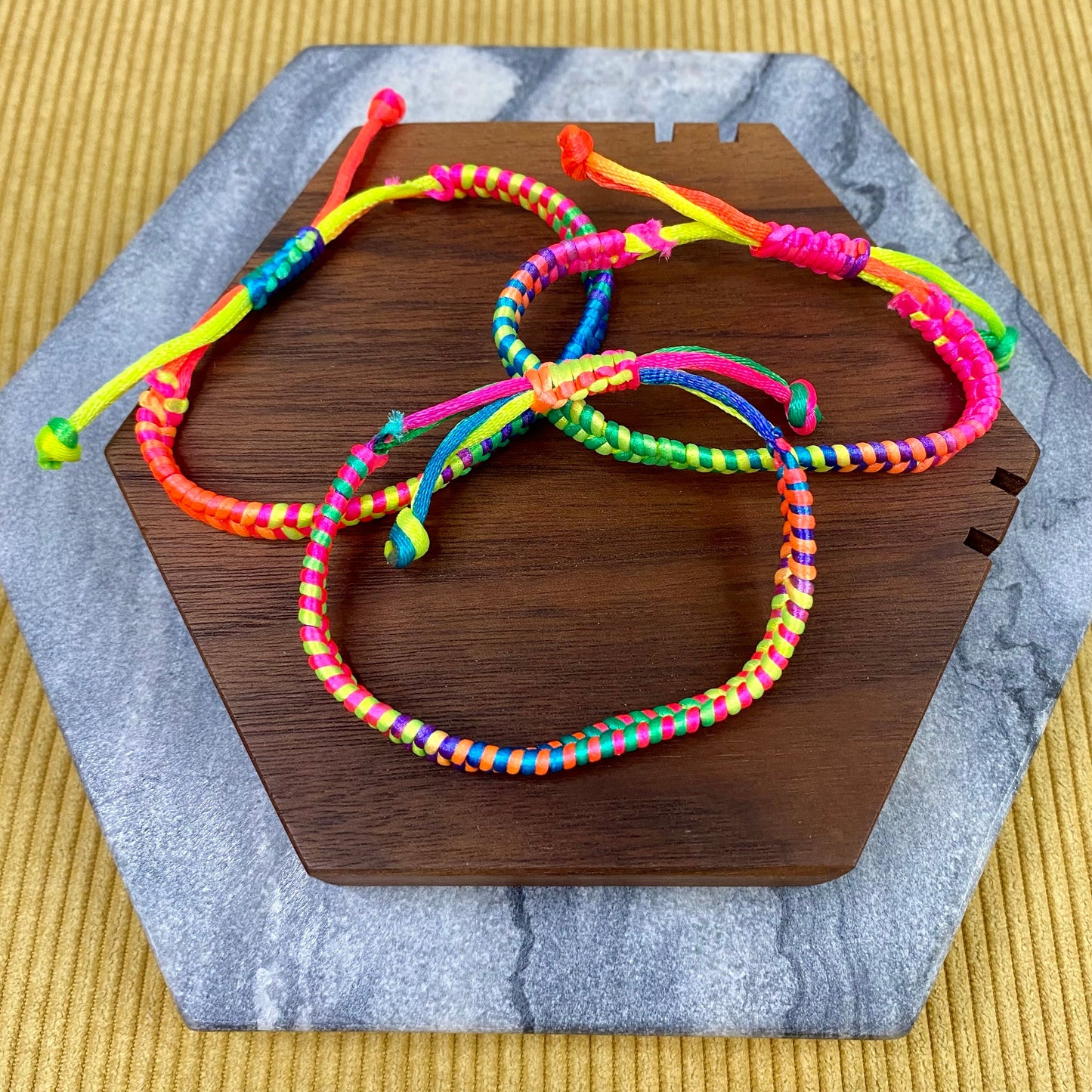 Bracelet - Adjustable String - Braided Mixed Rainbow