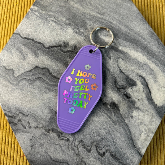 Keychain - Hotel Key Feel Pretty - Purple