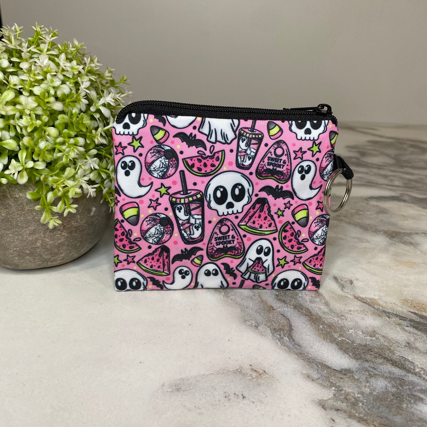 Mini Pouch - Halloween Fall - Watermelon Ghosts