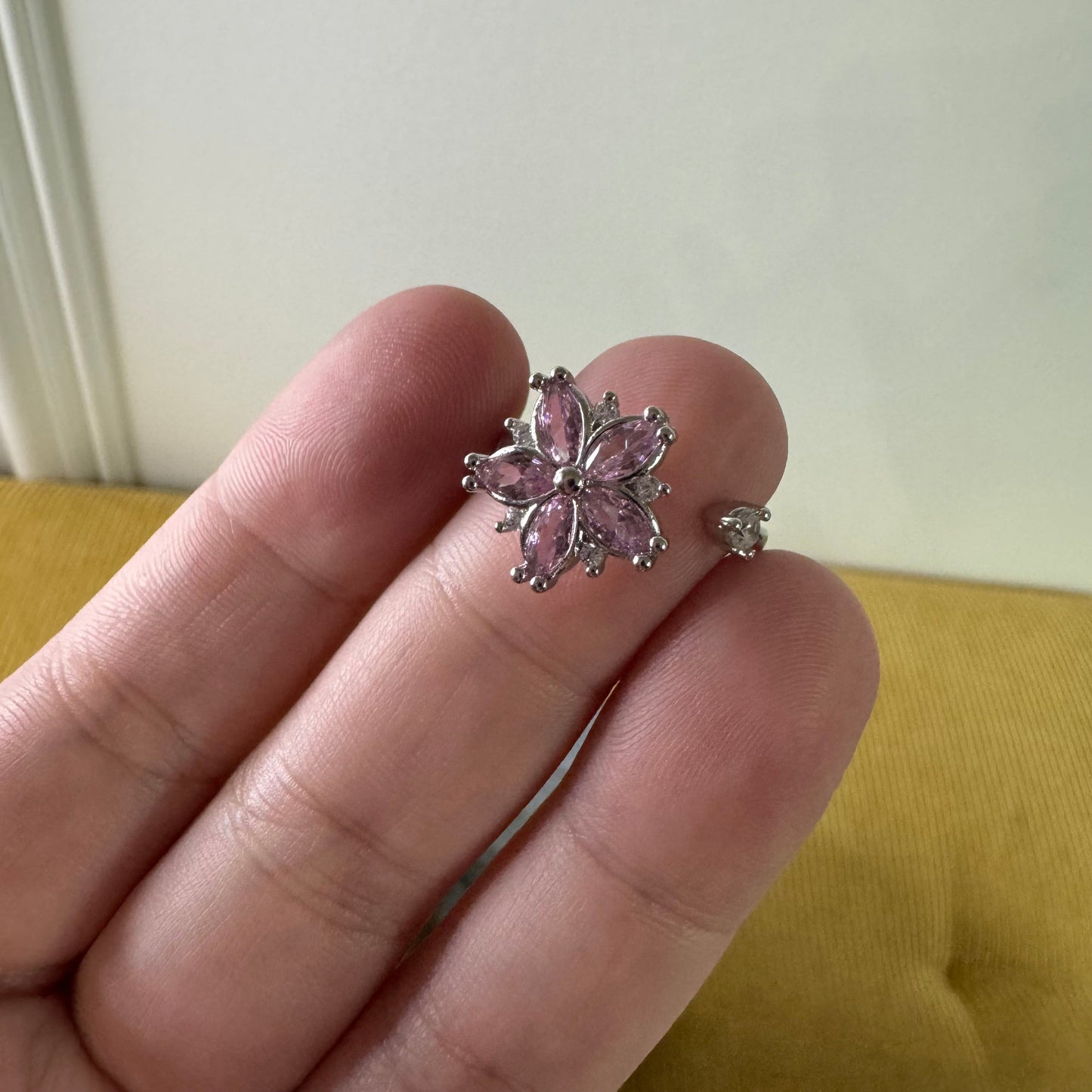 Ring - Adjustable Fidget Ring - Pink Flower