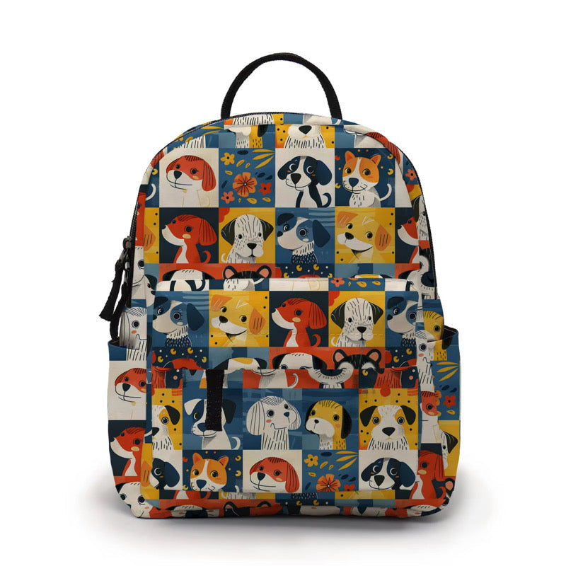 Mini Backpack - Dog Squares