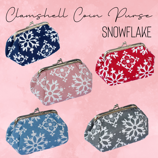 Clamshell Coin Purse Wallet - Snowflake - PREORDER