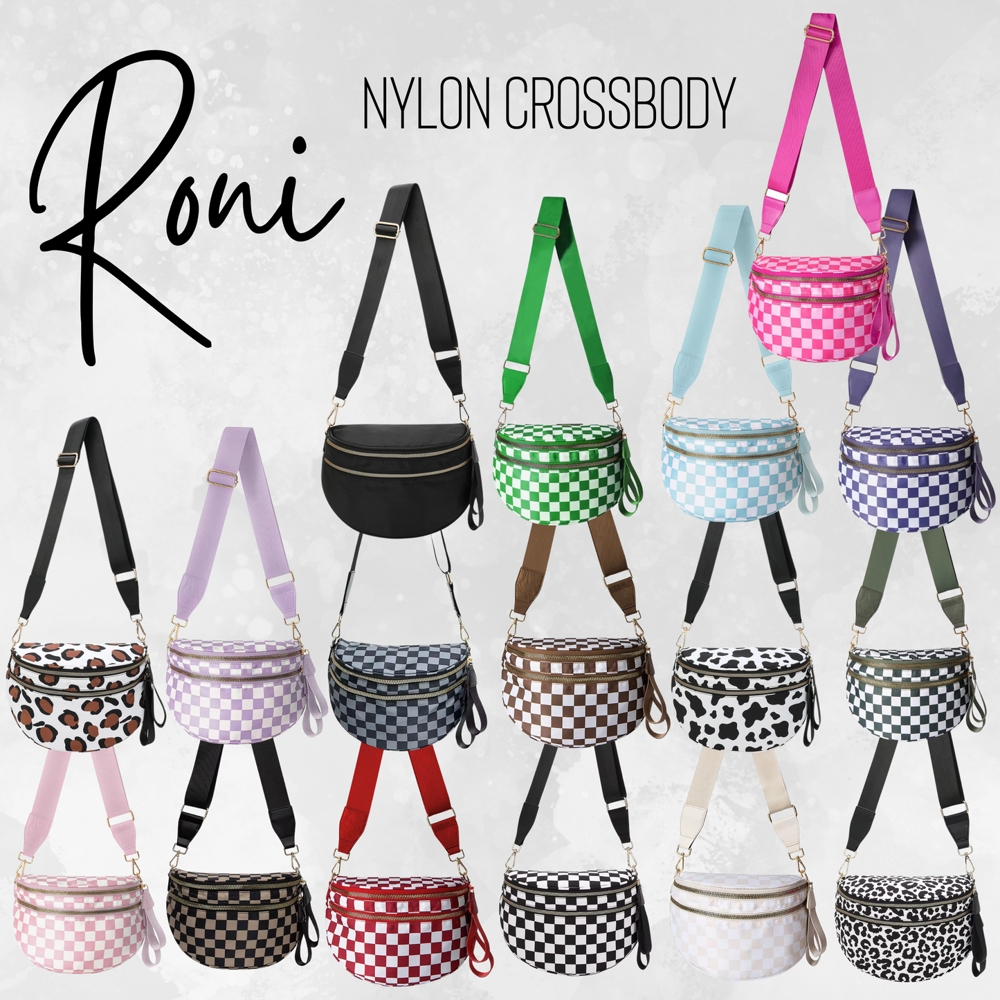 The Roni Nylon Crossbody - Checkered Lime