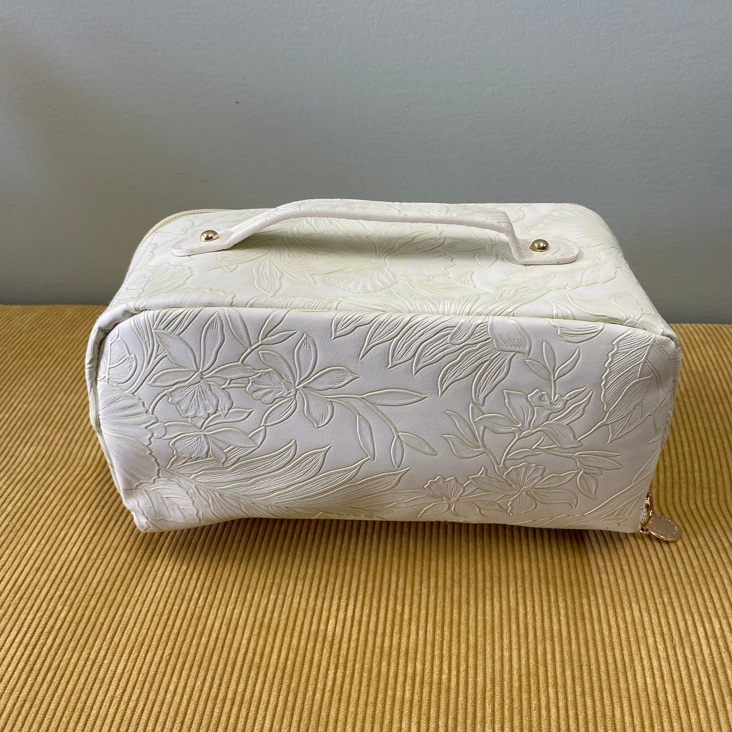 Oversized Lay Flat Cosmetic Bag - Embossed Floral