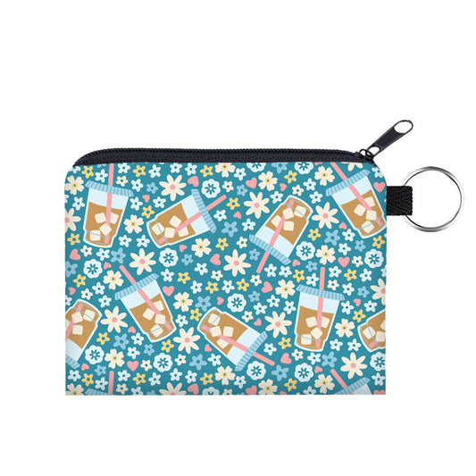 Mini Pouch - Coffee Blue Floral